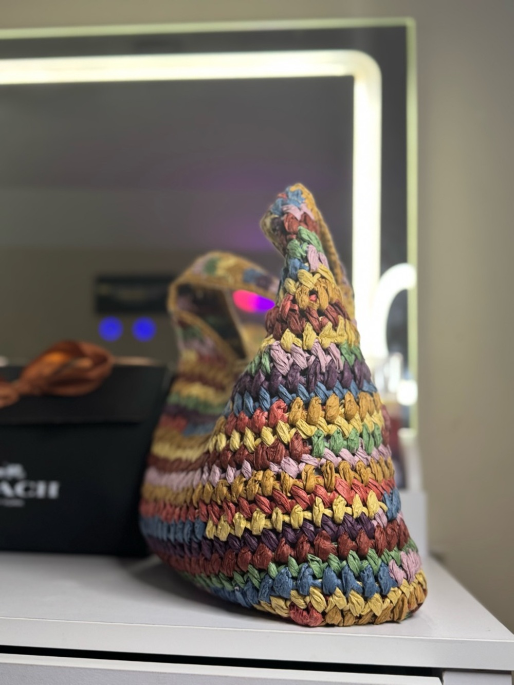COACH Brooklyn 28 Straw Multi Color - Picture 3 of 10